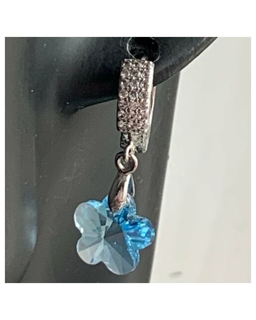 My Lollipop Серьги с подвесками бижутерный сплав родирование кристаллы Swarovski размер/диаметр 25 мм. голубой серебряный