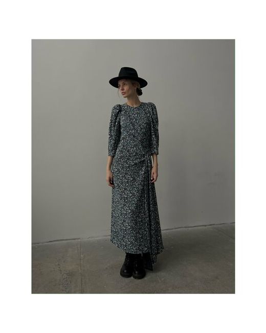 Na Lubvi Платье натуральный шелк повседневное полуприлегающее миди шлейф подкладка размер 42