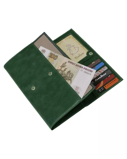 Kniksen Кошелек натуральная кожа фактура тиснение на кнопках молнии отделение для карт подарочная упаковка