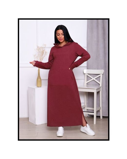 Relax Textile Платье-толстовка свободный силуэт макси капюшон карманы размер 48