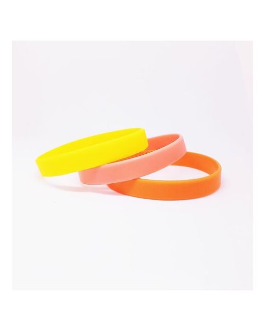 MSKBraslet Сет из 3-х силиконовых браслетов без логотипа. желтый кислотно-розовый. Размер .