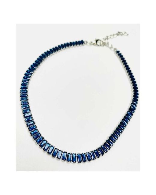 AcFox Чокер на шею сияющий с камнями цирконий ожерелье большими сияющими большие широкие камни синими