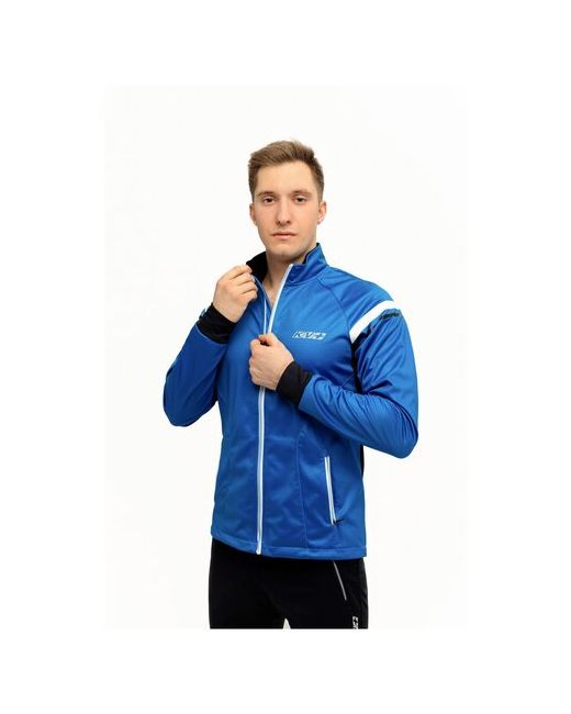 Kv+ Куртка KV средней длины силуэт прилегающий карманы ветрозащитная водонепроницаемая размер L синий