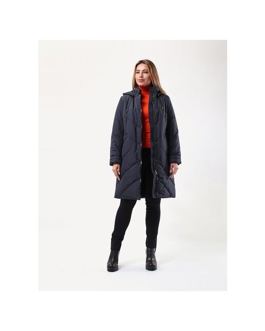 Maritta Куртка Todella демисезон/зима удлиненная силуэт трапеция стеганая капюшон карманы размер 44