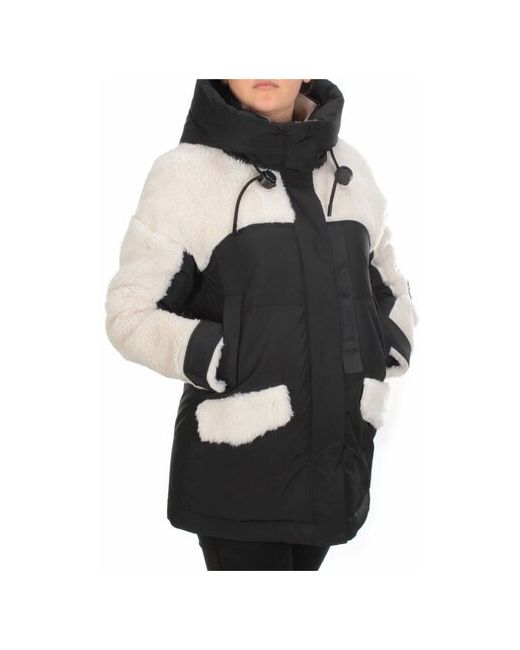 Meajiateer Куртка зимняя средней длины силуэт прямой стеганая капюшон карманы размер 42