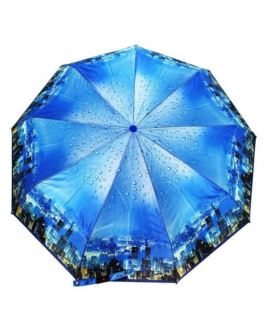 Popular Мини-зонт автомат 3 сложения купол 105 см. 9 спиц система антиветер чехол в комплекте для синий