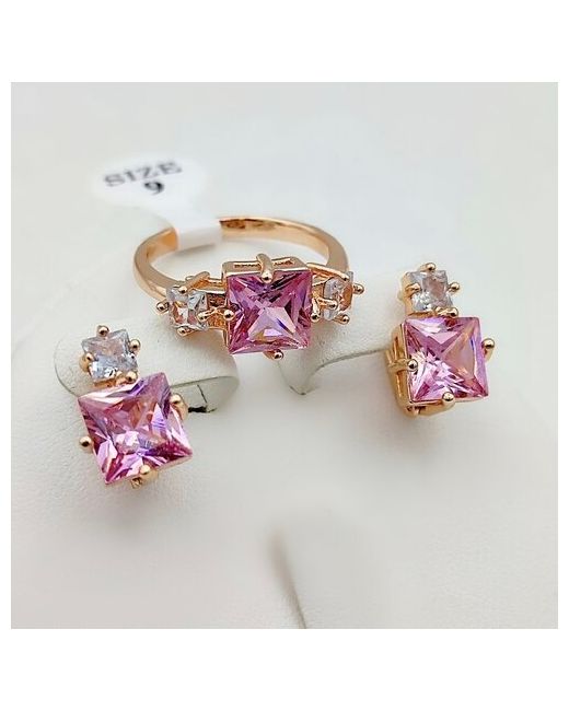 Xuping Jewelry Комплект бижутерии серьги кольцо фианит размер кольца 18
