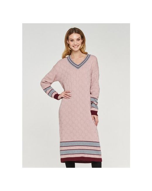 Vay Платье-свитер повседневное прилегающее макси размер 44 розовый