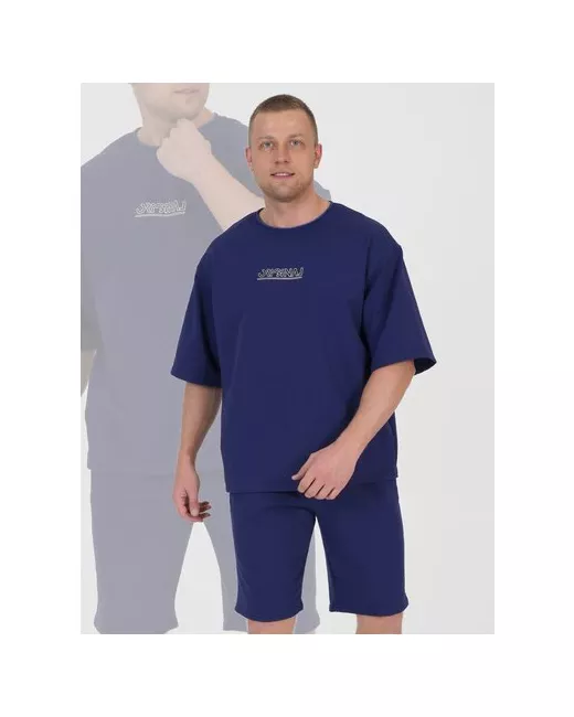 lovetex.store Костюм футболка и шорты повседневный стиль оверсайз трикотажный пояс на резинке карманы стрейч необработанный край размер 48-50