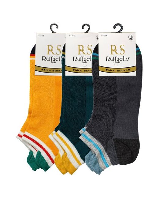 Raffaello Socks носки 3 пары укороченные воздухопроницаемые размер 41-44 желтый зеленый