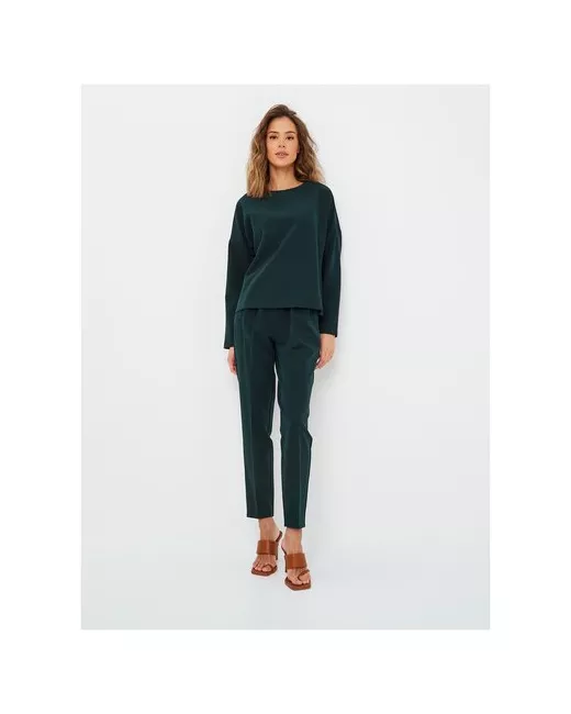 Dorizori Костюм блуза и брюки классический стиль свободный силуэт размер S зеленый