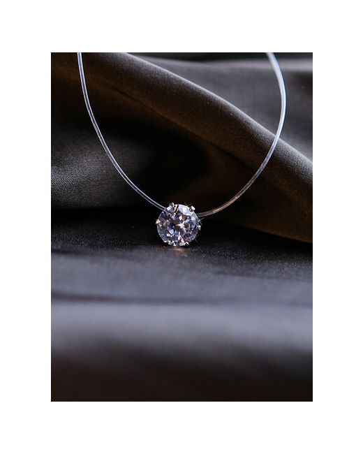 Reniva Чокер-невидимка колье ожерелье на прозрачной леске с подвеской круглый кристалл