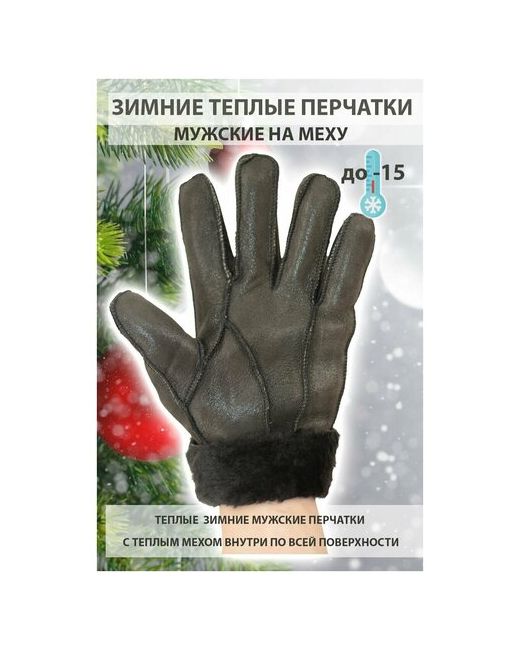 Happy Gloves Перчатки зимние замшевые на меху теплые темно-коричневый глянцевый размер L марки
