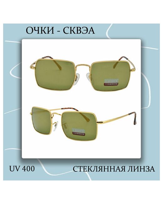 Lero Солнцезащитные очки прямоугольные оправа с защитой от УФ золотой