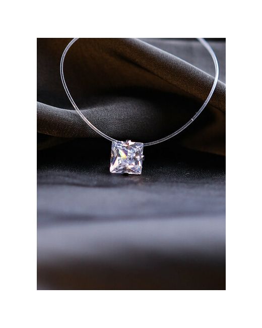 Reniva Чокер-невидимка колье ожерелье на прозрачной леске с подвеской квадратный кристалл большой 8 мм