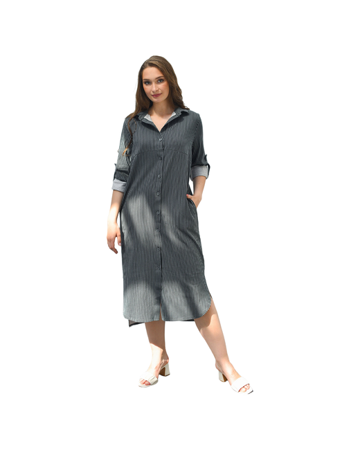 Оптима Трикотаж Платье-рубашка повседневное классическое прямой силуэт миди карманы размер 46