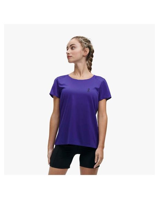 On Беговая футболка силуэт свободный размер M фиолетовый черный