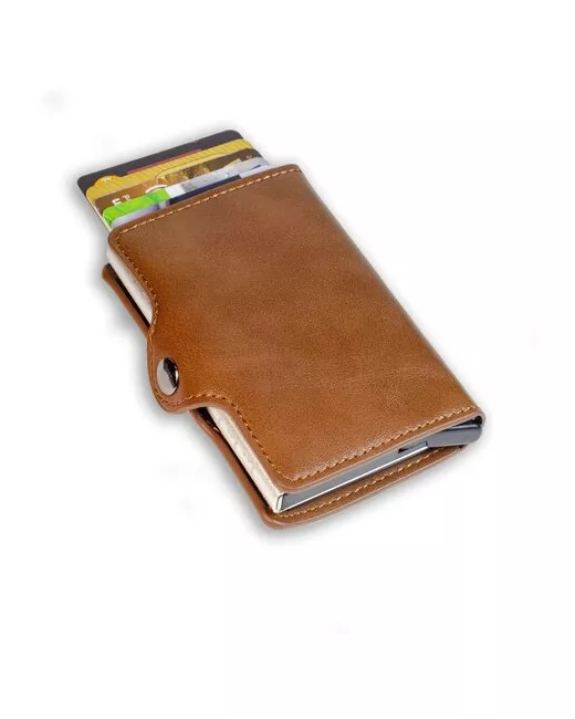 ELF Leather Кредитница гладкая фактура с хлястиком на кнопке отделение для карт подарочная упаковка