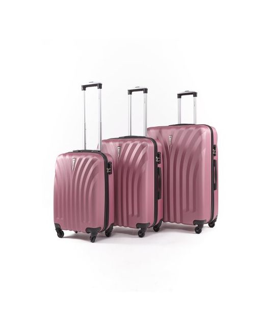 Lacase Комплект чемоданов 3 шт. пластик ABS-пластик рифленая поверхность 100 л размер S розовый