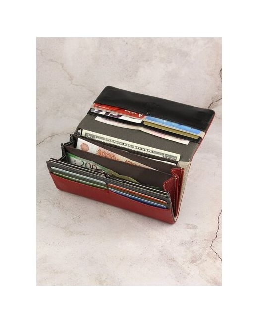 Capsa Кошелек на магните молнии магнит 5 отделений для банкнот отделения карт и монет потайной карман подарочная упаковка бордовый