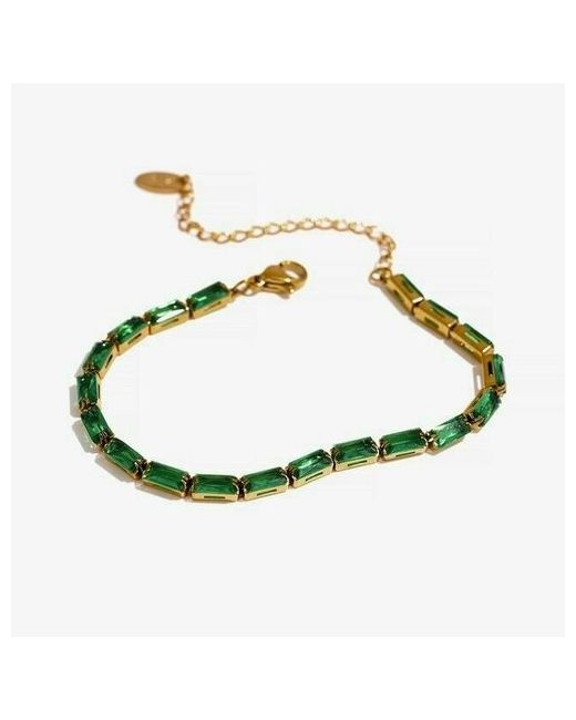 Sorona Jewelry Браслет позолоченный из зеленых кубических цирконов
