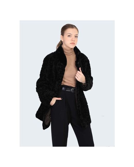 Odifler Пальто мутон средней длины силуэт полуприлегающий карманы размер 48 черный
