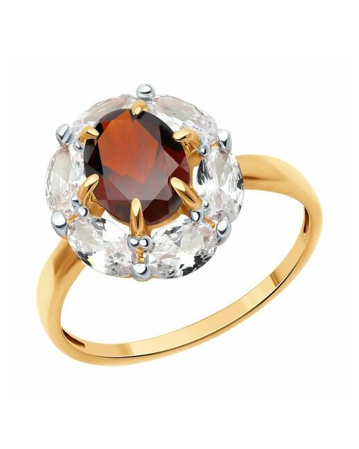 Diamant Кольцо красное золото 585 проба фианит гранат размер 18