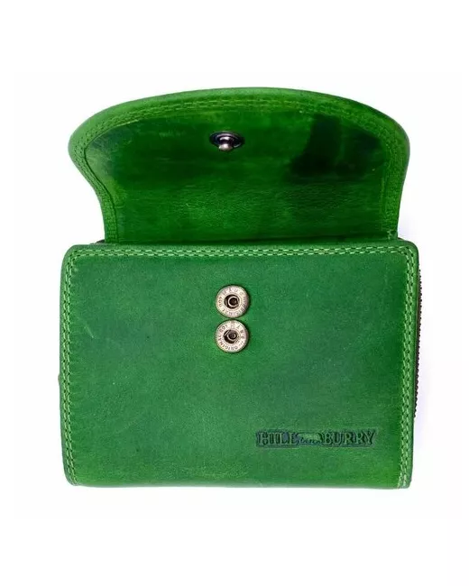 Hill Burry Кошелек 5181 Green гладкая фактура на кнопках 2 отделения для банкнот карт и монет потайной карман