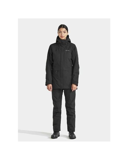 Didriksons Куртка демисезон/зима средней длины силуэт прямой внутренний карман регулируемые манжеты капюшон съемный мембранная размер 34 черный