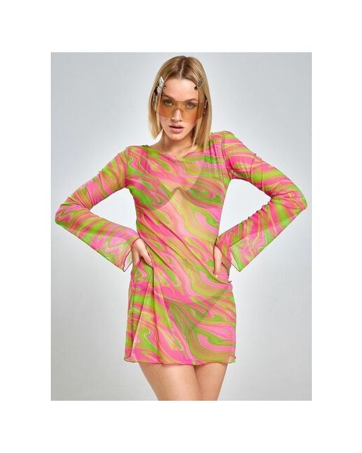 Alza Пляжное платье быстросохнущее размер 42 розовый зеленый