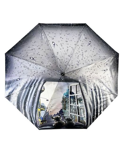 Diniya Смарт-зонт автомат 4 сложения купол 95 см. 8 спиц чехол в комплекте для серый