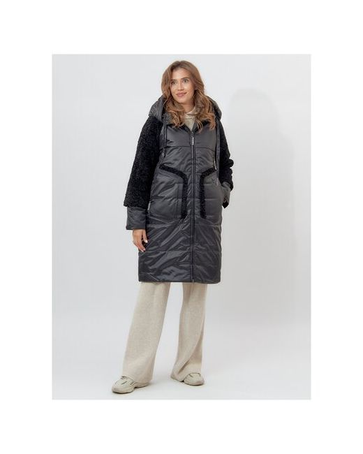 Mtforce Куртка зимняя средней длины силуэт свободный утепленная карманы размер 5XL черный