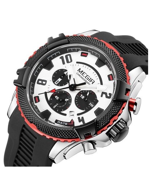 Megir Наручные часы Кварцевые спортивные водонепроницаемые с хронографом черный