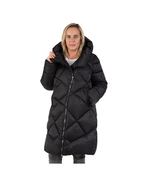 Modtex Куртка зимняя удлиненная силуэт свободный капюшон карманы размер 52 черный