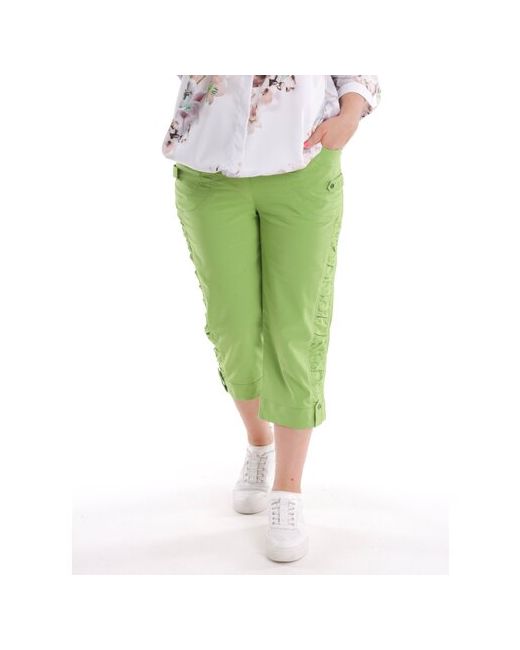 Ай & Эль Капри летние свободный силуэт повседневный стиль пояс на резинке карманы размер 54 зеленый