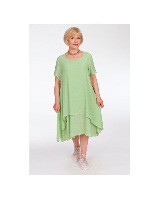 Victdlear Collection Платье повседневное свободный силуэт макси подкладка размер 52 зеленый
