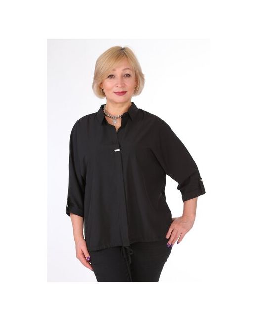 Laskita Блуза классический стиль свободный силуэт укороченный рукав размер 42 черный