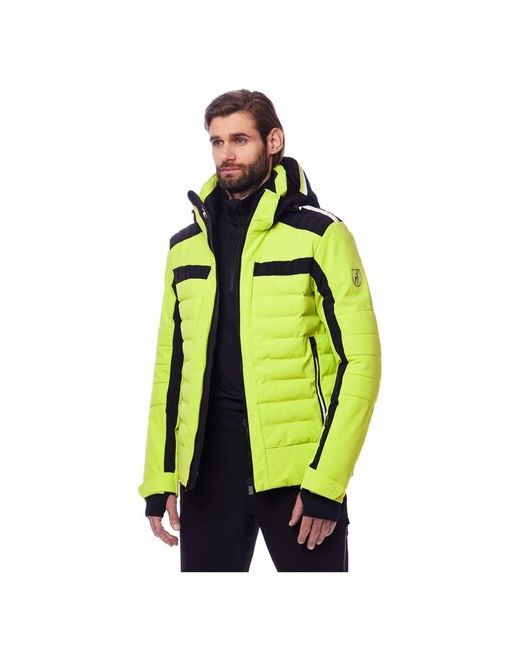 Toni Sailer Куртка средней длины силуэт прямой размер 50 зеленый желтый