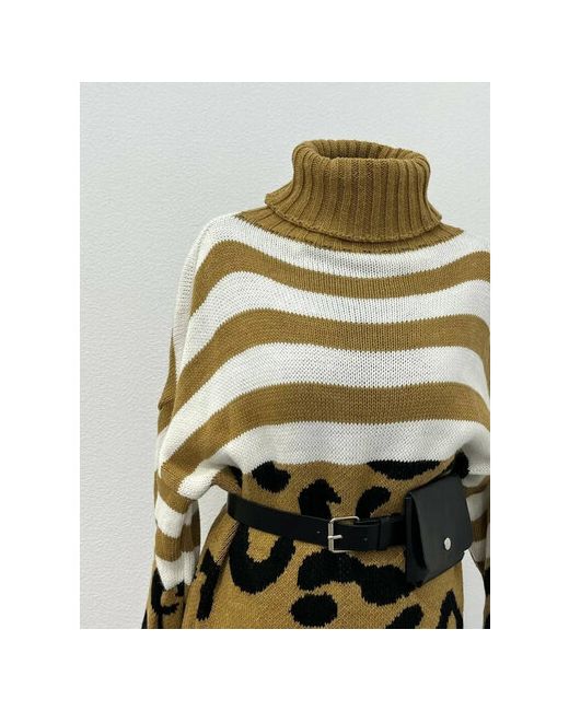 By Meleka Платье-свитер свободный силуэт до колена вязаное размер универсальный