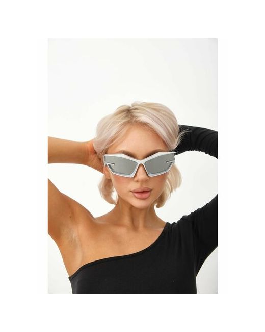 HappyBunny Солнцезащитные очки узкие с защитой от УФ серебряный