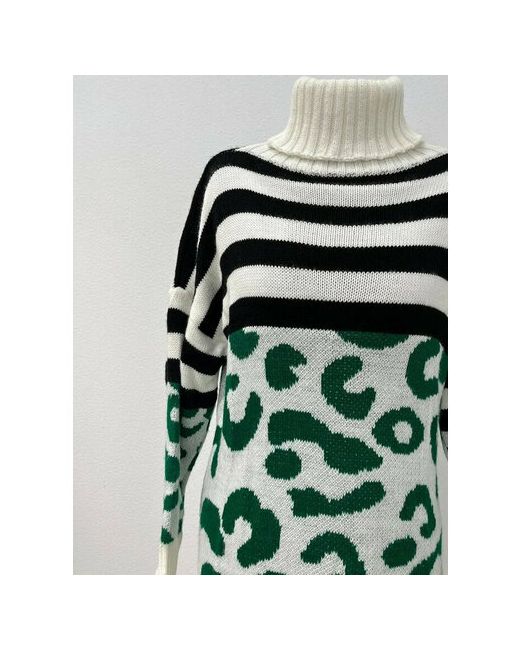 By Meleka Платье-свитер свободный силуэт до колена вязаное размер универсальный