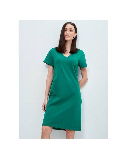 Jonquil Платье-футболка хлопок прямой силуэт миди размер XL зеленый