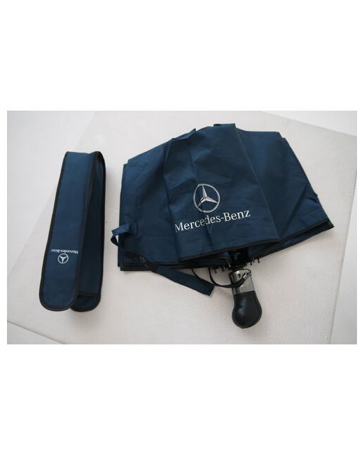 Mercedes Benz Зонт автомат 3 сложения купол 100 см. 9 спиц ручка натуральная кожа чехол в комплекте