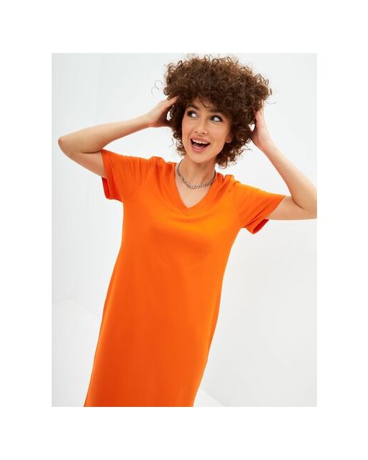 Jonquil Платье-футболка хлопок прямой силуэт миди размер XL