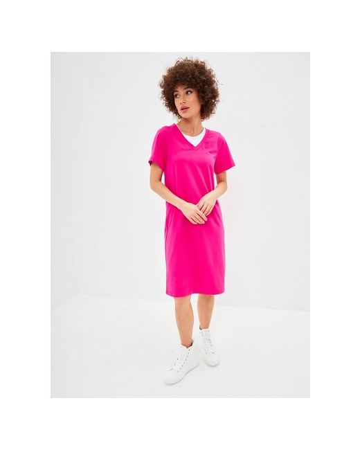 Jonquil Платье-футболка хлопок прямой силуэт миди размер M розовый