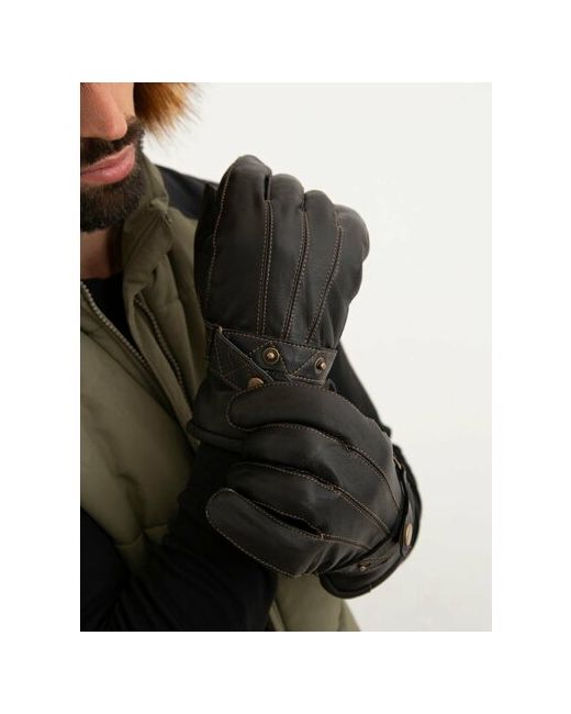 Nord K Зимние кожаные перчатки с утеплителем и мехом. Размер 10.