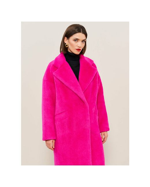 Viaville Пальто-кокон демисезонное силуэт свободный средней длины размер 40/42 розовый