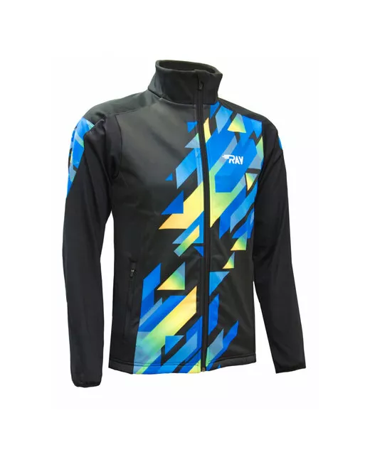 Ray Куртка средней длины силуэт прямой ветрозащитная быстросохнущая светоотражающие элементы без капюшона влагоотводящая мембранная карманы размер 54 черный синий