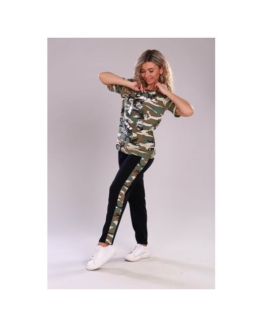 IvCapriz Костюм футболка и брюки спортивный стиль прямой силуэт трикотажный карманы размер 46 мультиколор
