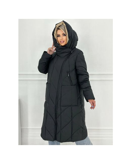 Karmelstyle Куртка демисезонная удлиненная силуэт полуприлегающий ветрозащитная размер 58 черный